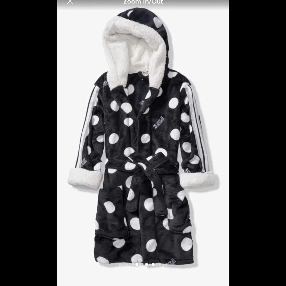 Pink - Black and White polka dot Sherpa Robe